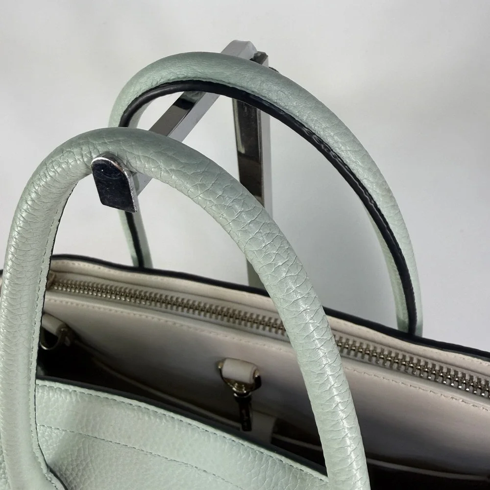 Kate Spade knott Leather Medium Satchel Crossbody Tote Mint Pistachio Pebbled